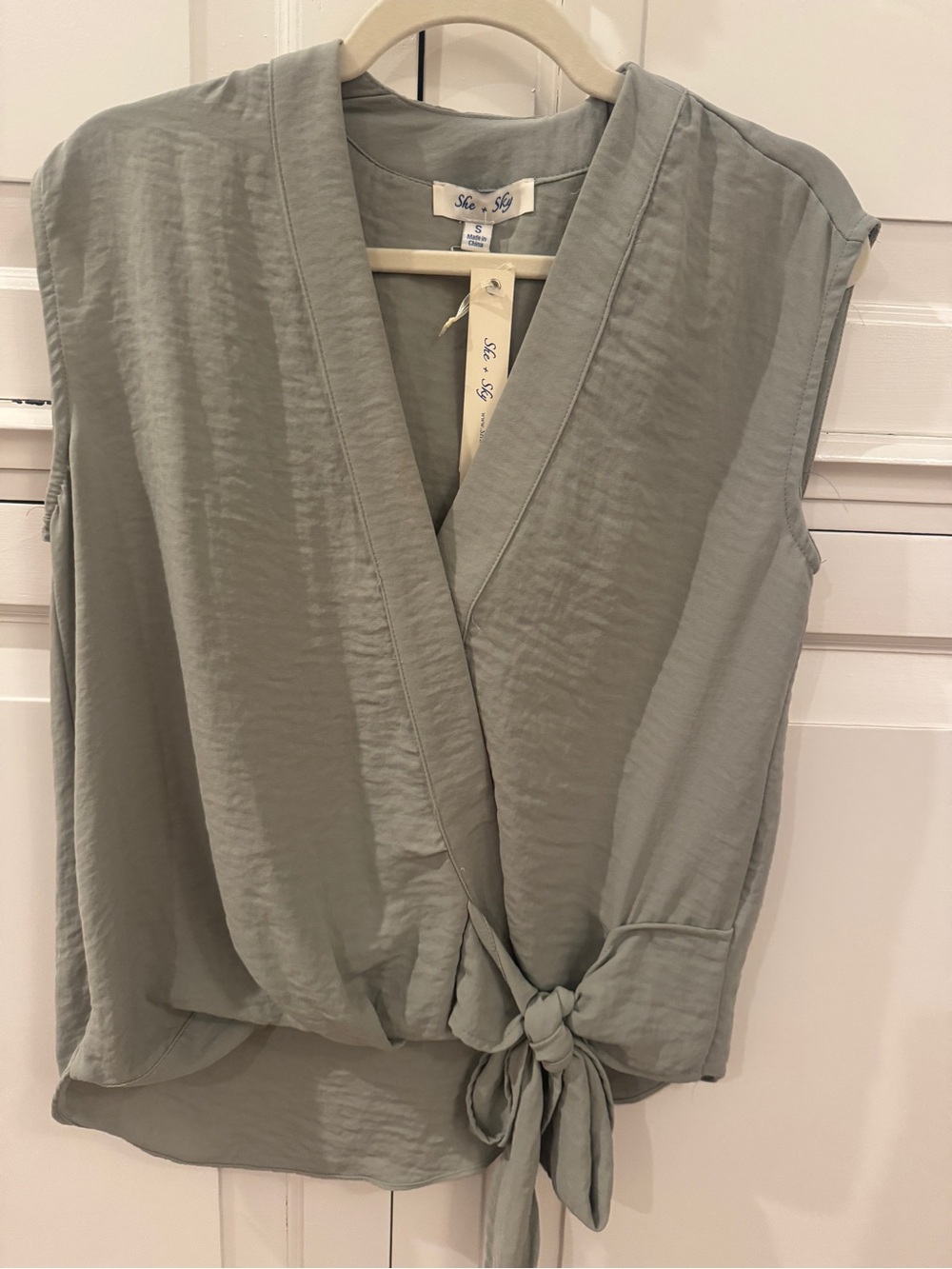 She + Sky Sage Green Side Tie Wrap Camisole
